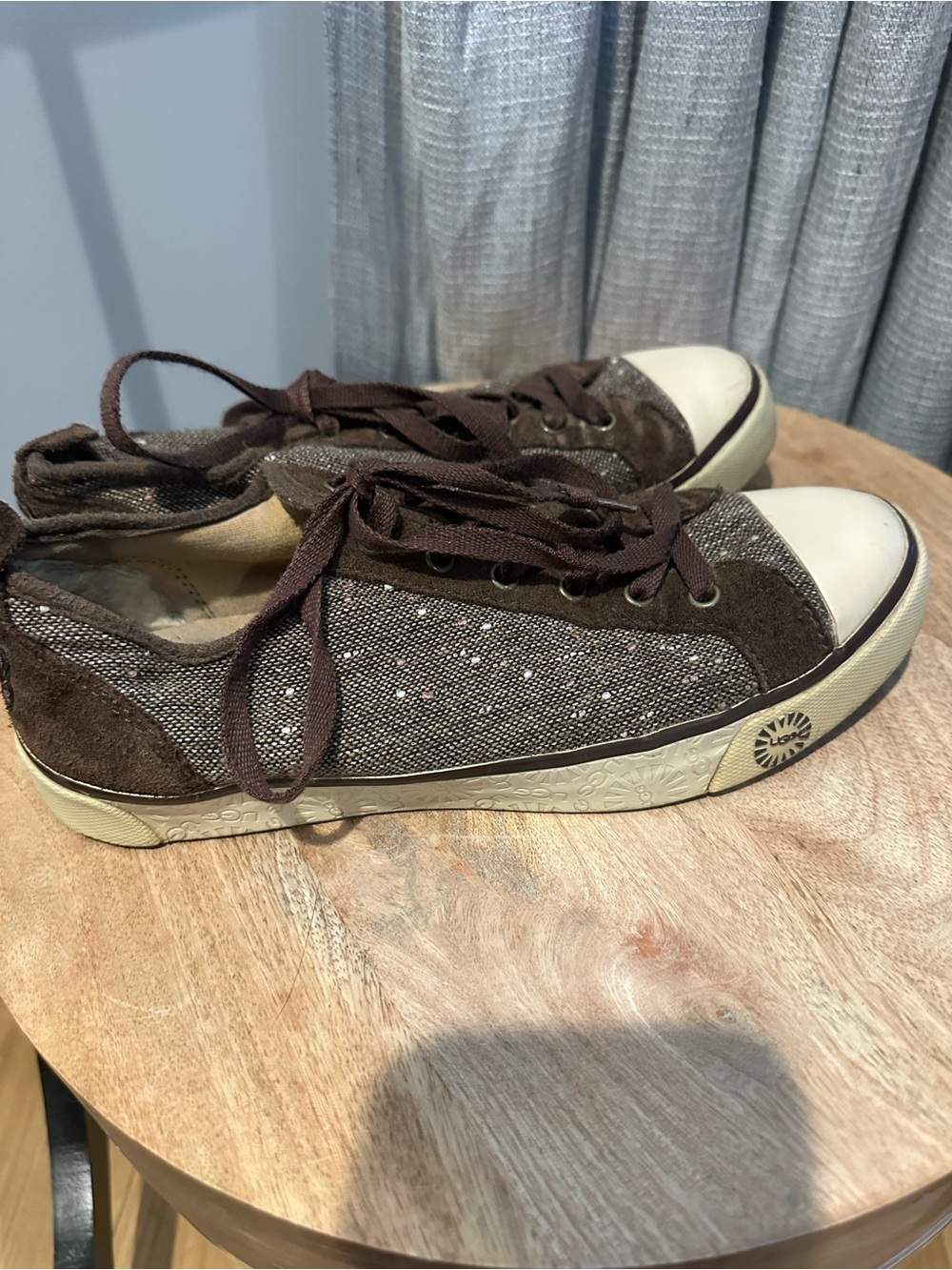 UGG Brown and Cream Low-Top Canvas Sneakers